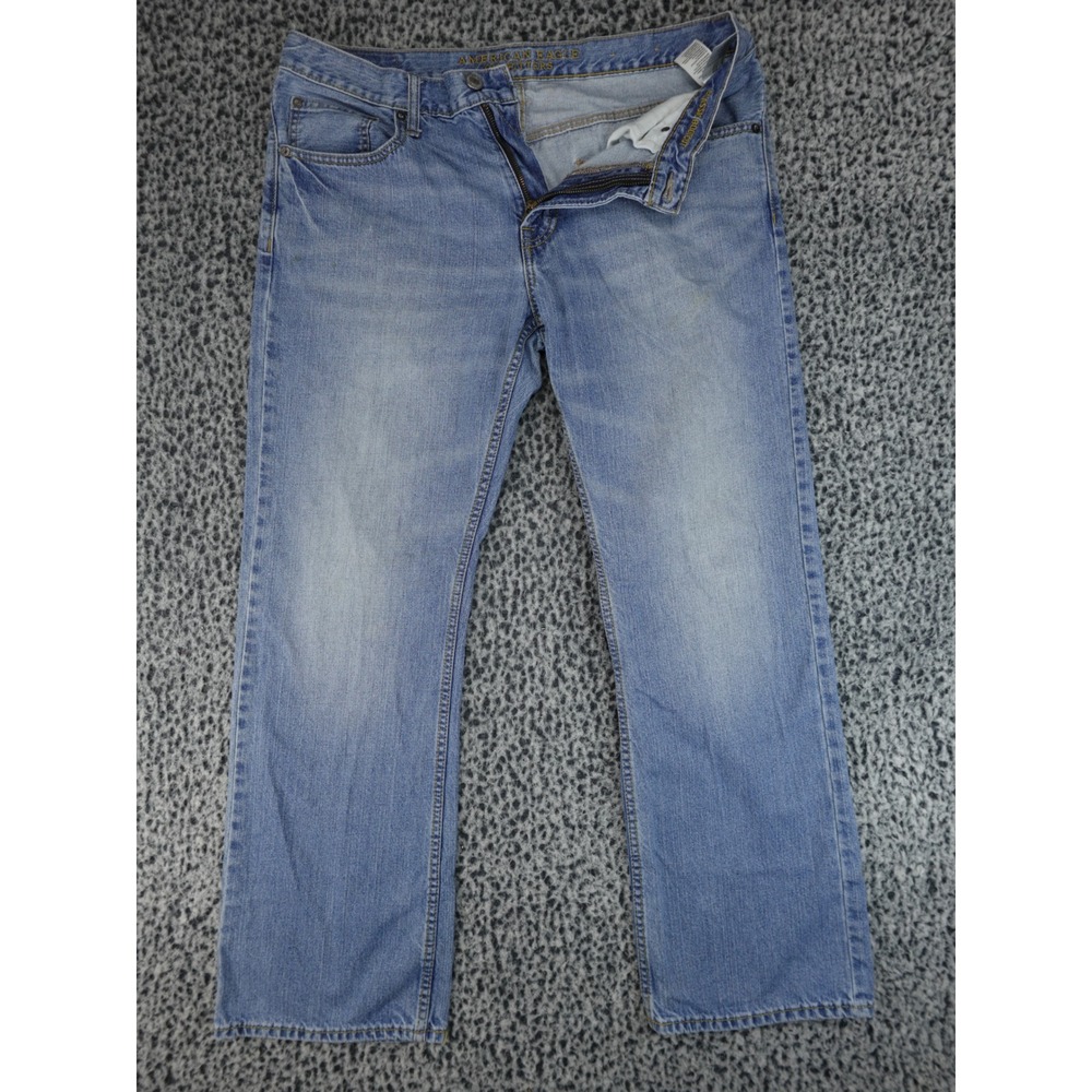 American Eagle Classic‎ Bootcut Mens 34x32 Blue Denim Jeans Light Wash
